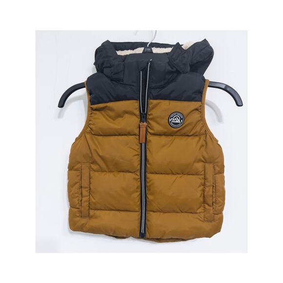 H&M boys’ puffer vest with removable hood sz 5/6 fall winter layering cozy - Picture 1 of 5